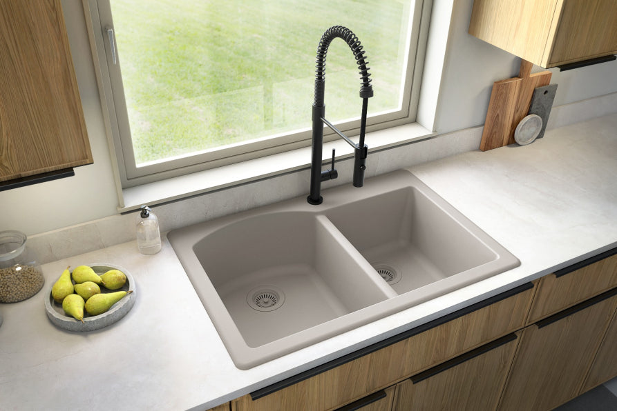 Quartz Composite Concrete Kitchen Sink Matte 4