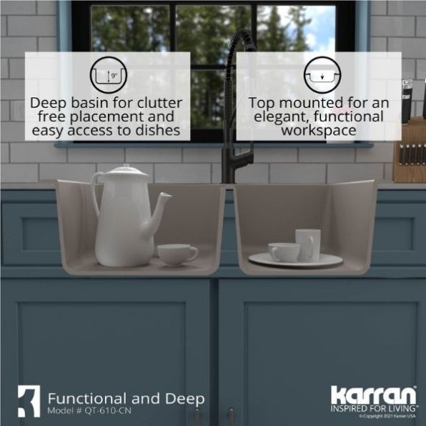 Quartz Composite Concrete Kitchen Sink Matte 8