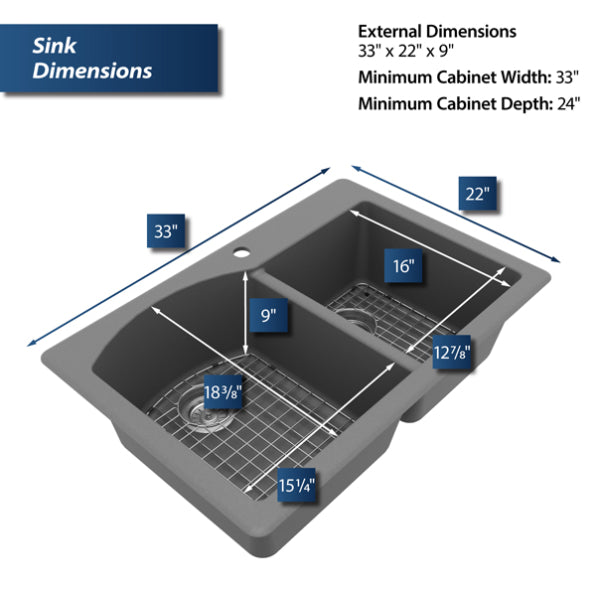 Quartz Composite Grey Kitchen Sink Matte 3