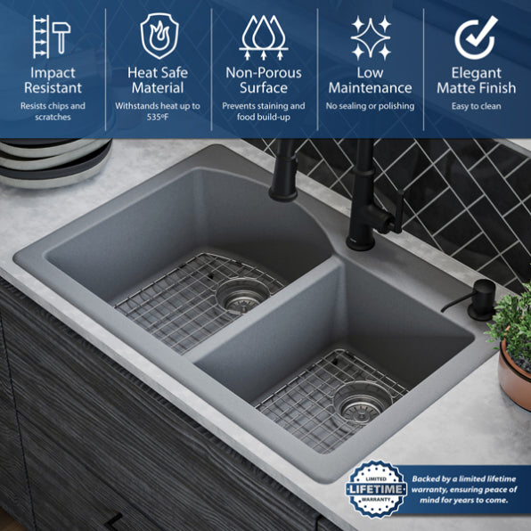 Quartz Composite Grey Kitchen Sink Matte 8