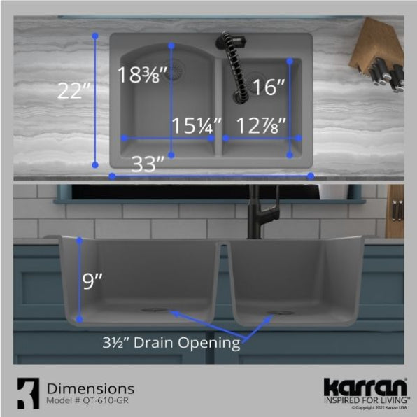 Quartz Composite Grey Kitchen Sink Matte 7