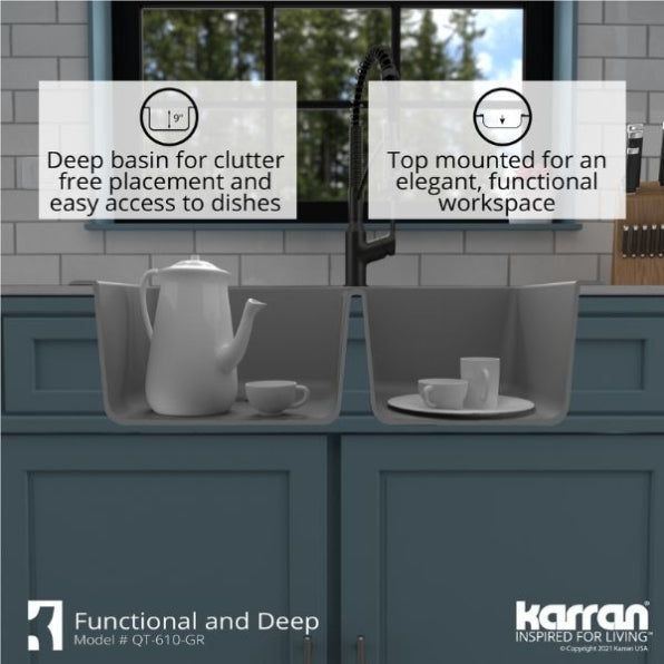 Quartz Composite Grey Kitchen Sink Matte 8
