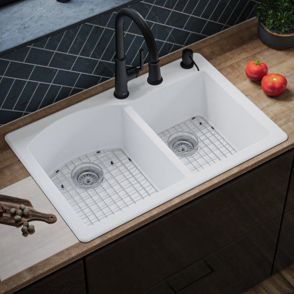 Quartz Composite White Kitchen Sink Matte 5