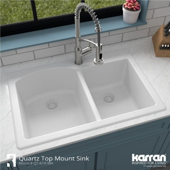 Quartz Composite White Kitchen Sink Matte 5