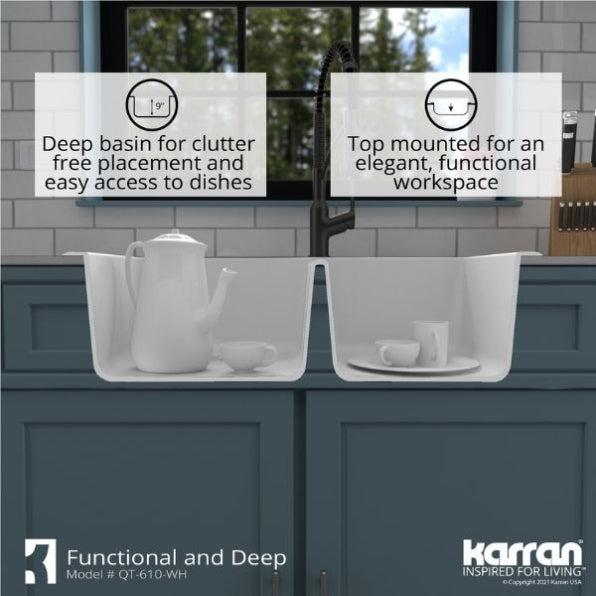 Quartz Composite White Kitchen Sink Matte 8