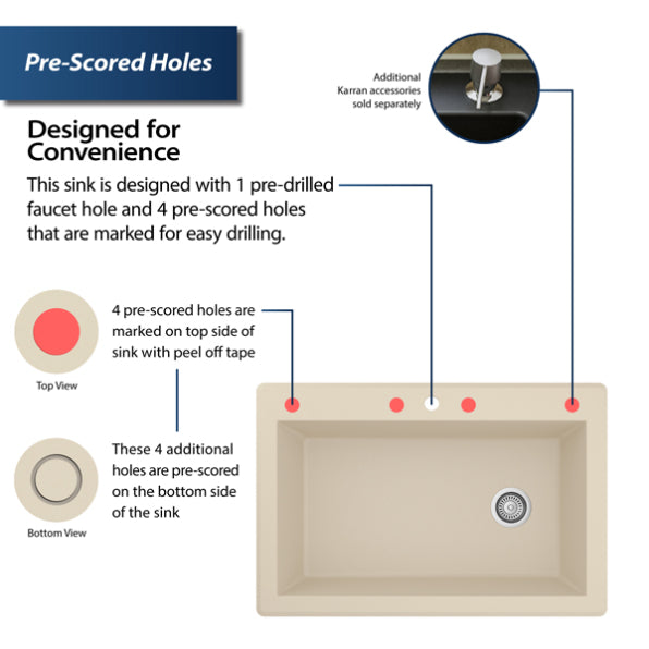 Quartz Composite Bisque Kitchen Sink Matte 4