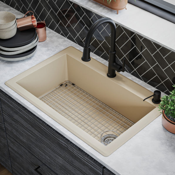 Quartz Composite Bisque Kitchen Sink Matte 6