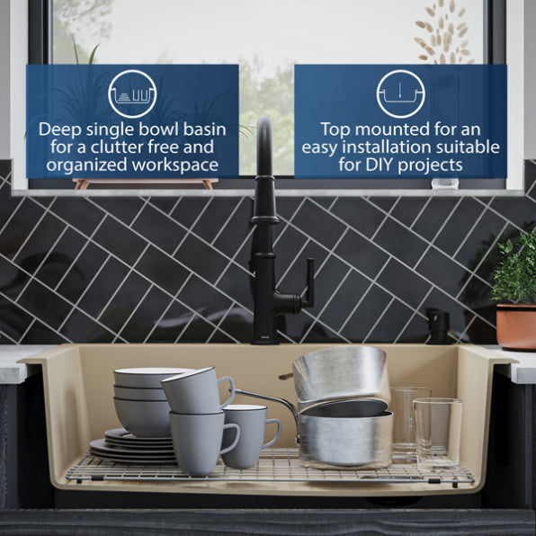 Quartz Composite Bisque Kitchen Sink Matte 9