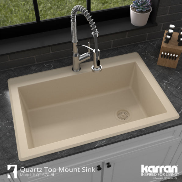 Quartz Composite Bisque Kitchen Sink Matte 5