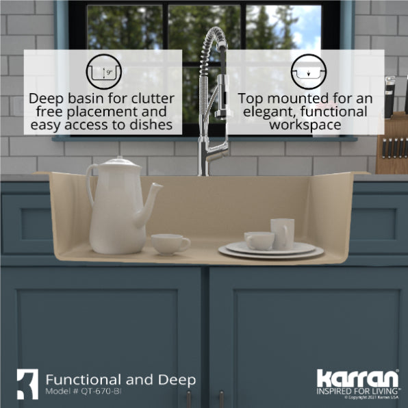 Quartz Composite Bisque Kitchen Sink Matte 8