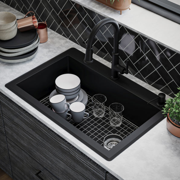 Quartz Composite Black Kitchen Sink Matte 7
