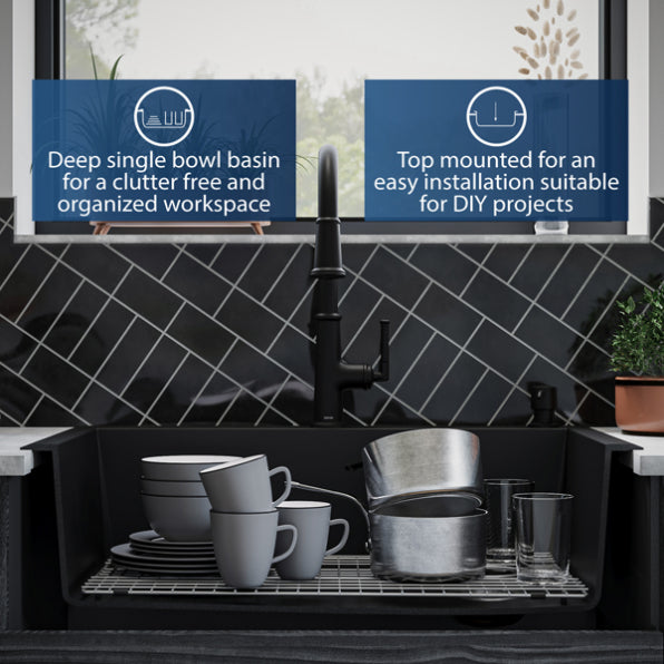 Quartz Composite Black Kitchen Sink Matte 9