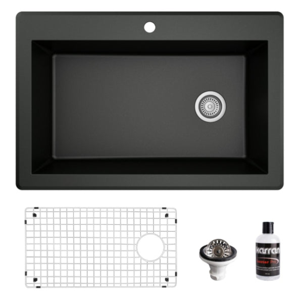Quartz Composite Black Kitchen Sink Matte 1