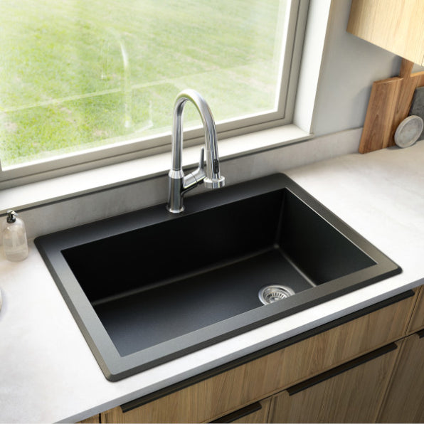 Quartz Composite Black Kitchen Sink Matte 4