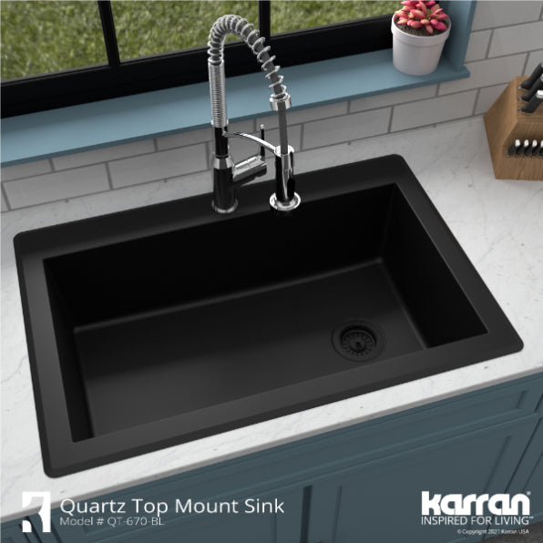 Quartz Composite Black Kitchen Sink Matte 5