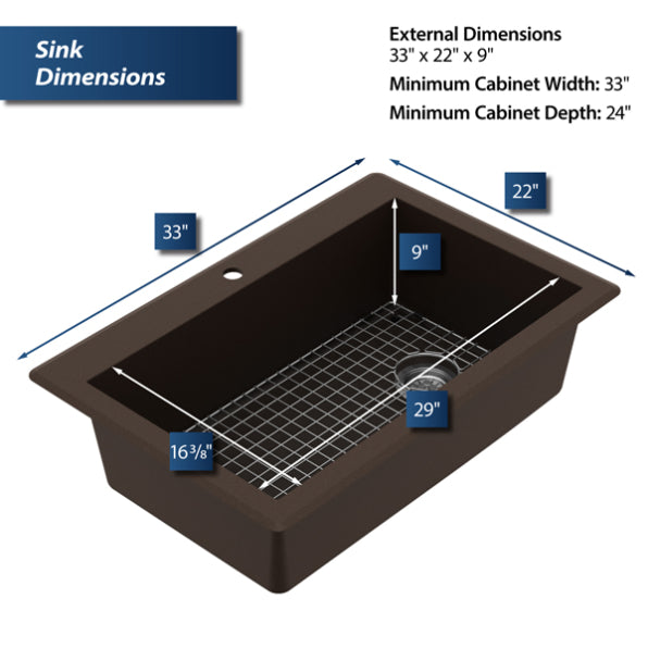 Quartz Composite Brown Kitchen Sink Matte 3