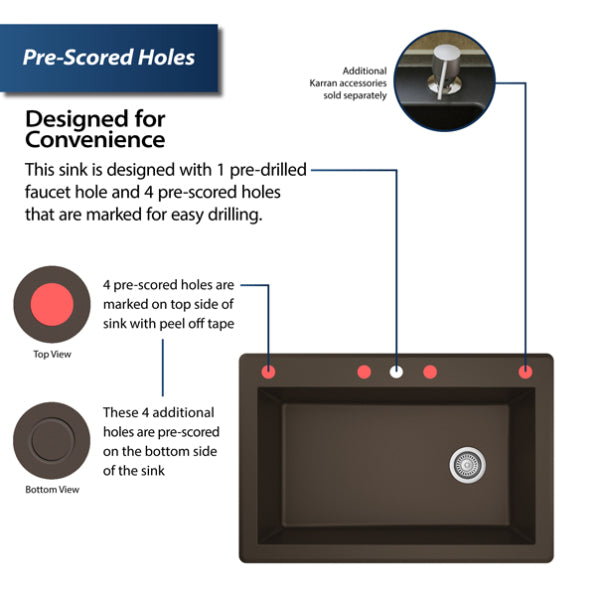 Quartz Composite Brown Kitchen Sink Matte 4