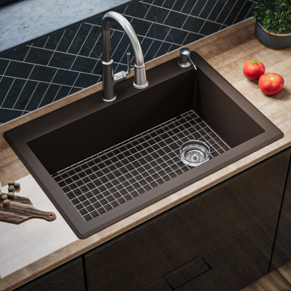 Quartz Composite Brown Kitchen Sink Matte 5