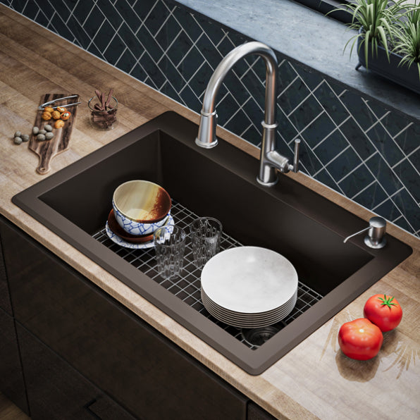 Quartz Composite Brown Kitchen Sink Matte 7