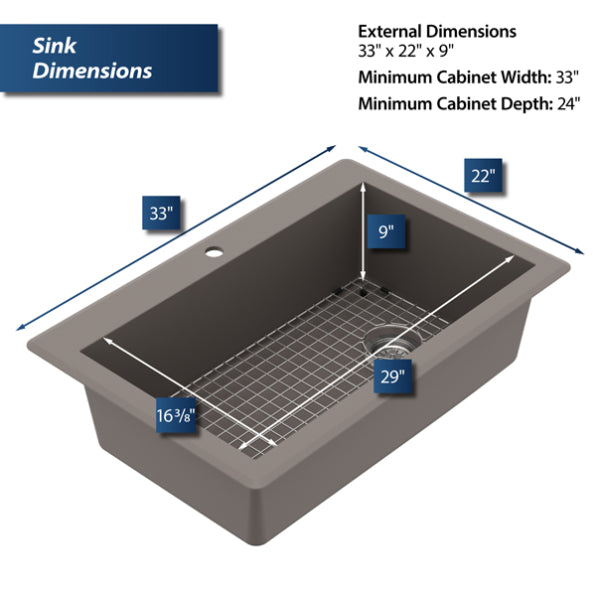 Quartz Composite Concrete Kitchen Sink Matte 3