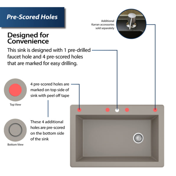 Quartz Composite Concrete Kitchen Sink Matte 4