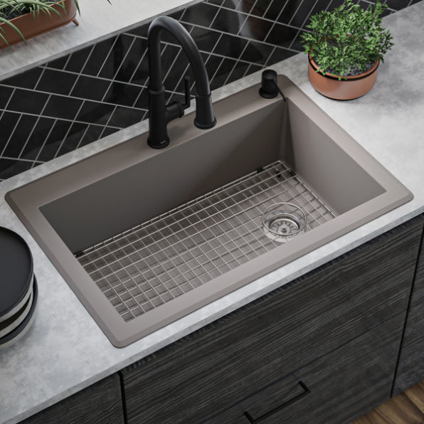 Quartz Composite Concrete Kitchen Sink Matte 5