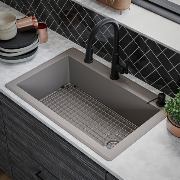 Quartz Composite Concrete Kitchen Sink Matte 6