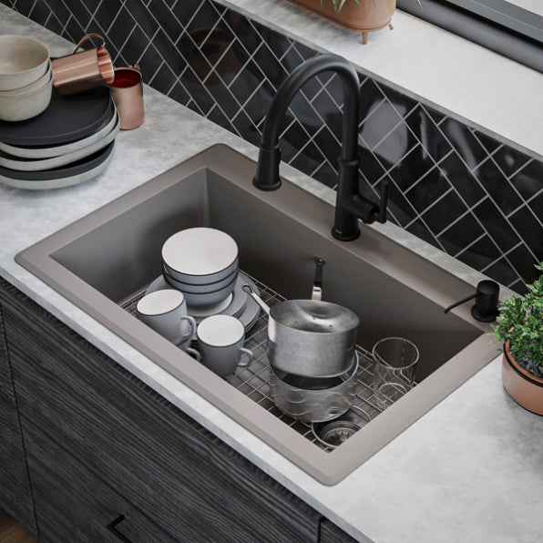 Quartz Composite Concrete Kitchen Sink Matte 7