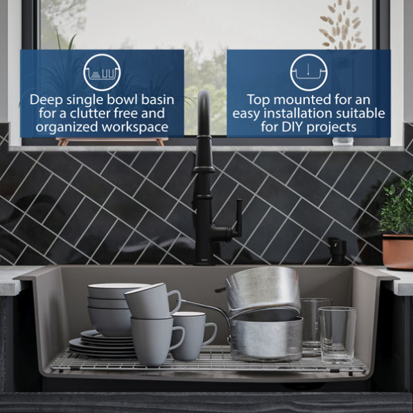 Quartz Composite Concrete Kitchen Sink Matte 9