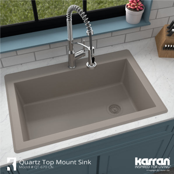 Quartz Composite Concrete Kitchen Sink Matte 5
