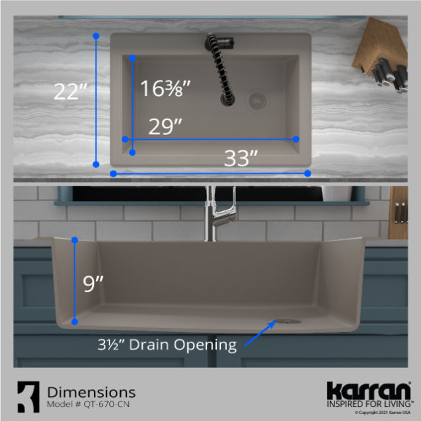 Quartz Composite Concrete Kitchen Sink Matte 7