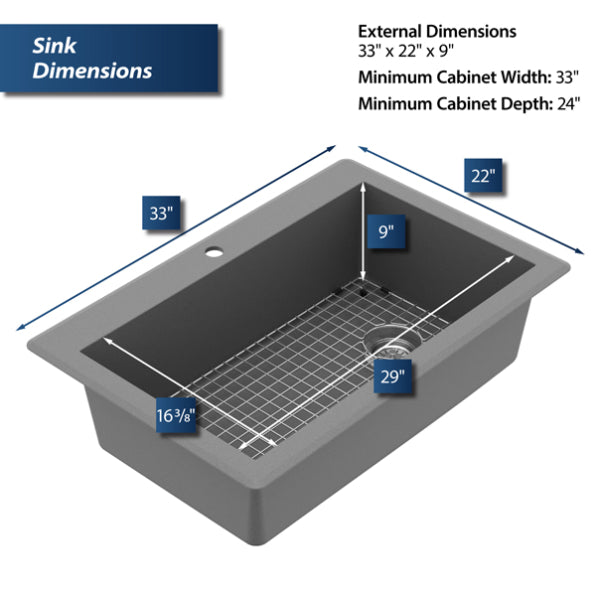 Quartz Composite Grey Kitchen Sink Matte 3