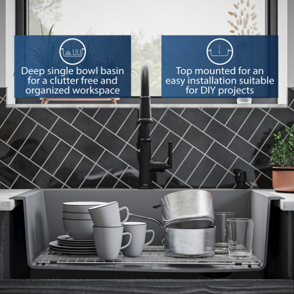 Quartz Composite Grey Kitchen Sink Matte 9