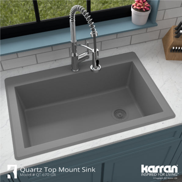 Quartz Composite Grey Kitchen Sink Matte 5