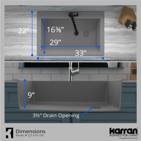 Quartz Composite Grey Kitchen Sink Matte 7