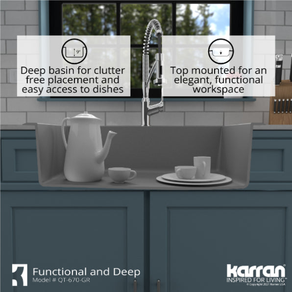 Quartz Composite Grey Kitchen Sink Matte 8