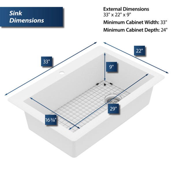 Quartz Composite White Kitchen Sink Matte 3