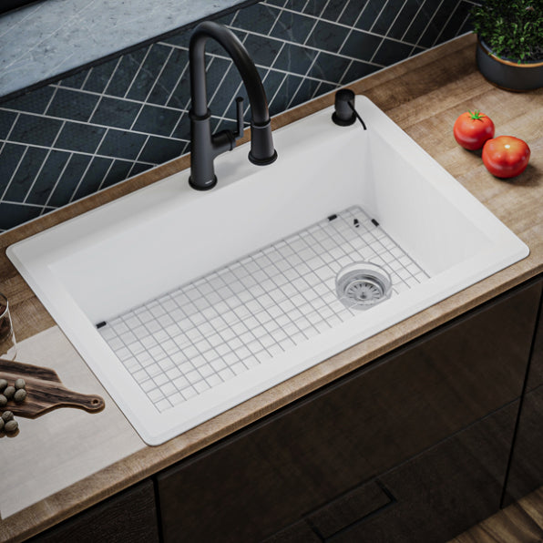Quartz Composite White Kitchen Sink Matte 4