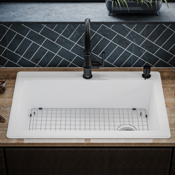 Quartz Composite White Kitchen Sink Matte 6