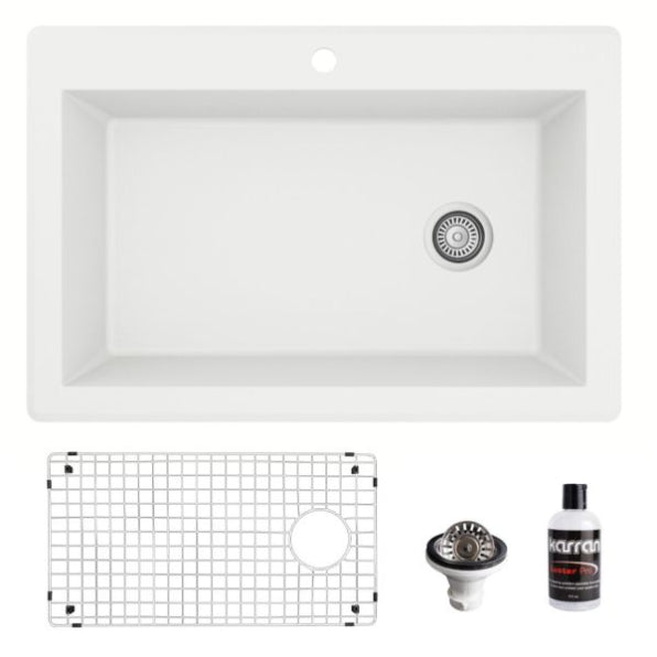Quartz Composite White Kitchen Sink Matte 1