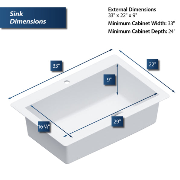 Quartz Composite White Kitchen Sink Matte 3