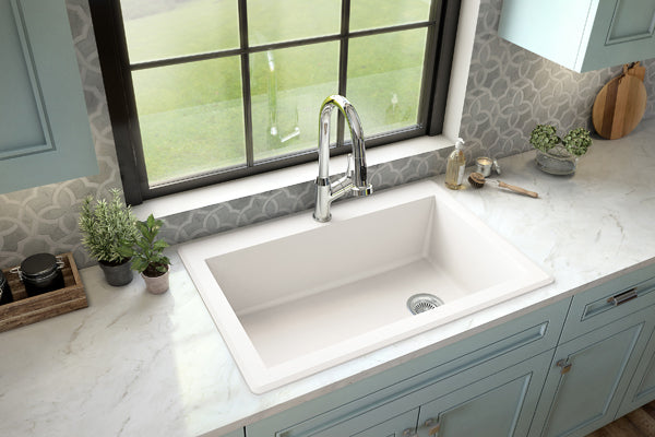 Quartz Composite White Kitchen Sink Matte 6