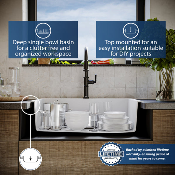 Quartz Composite White Kitchen Sink Matte 8