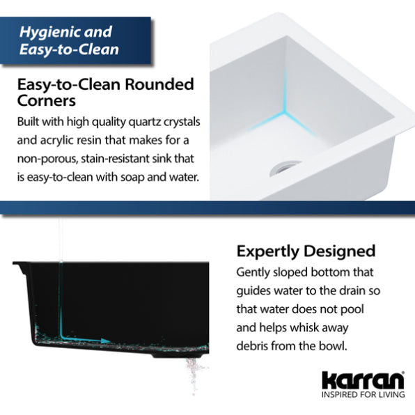 Quartz Composite White Kitchen Sink Matte 9