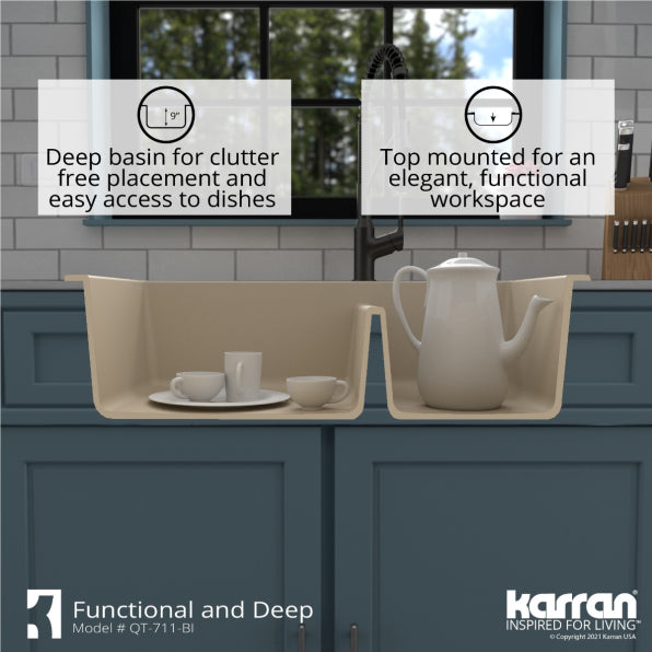Quartz Composite Bisque Kitchen Sink Matte 8