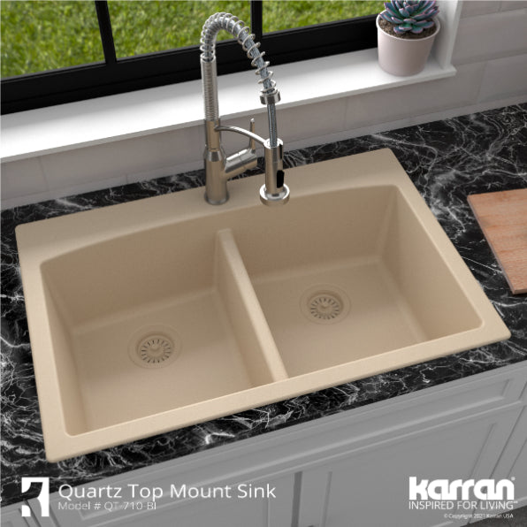 Quartz Composite Bisque Kitchen Sink Matte 5