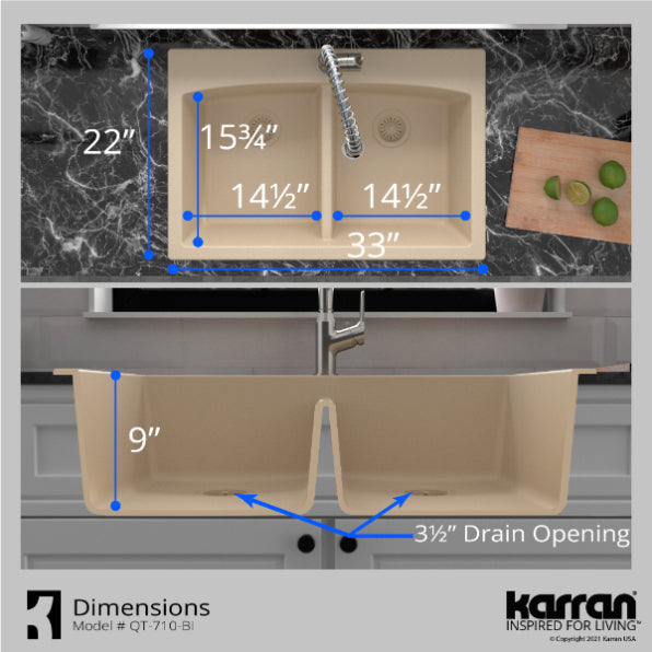 Quartz Composite Bisque Kitchen Sink Matte 7