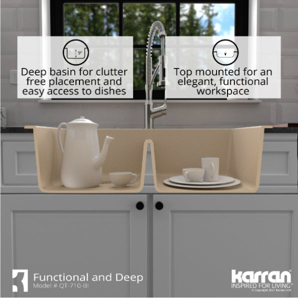 Quartz Composite Bisque Kitchen Sink Matte 8