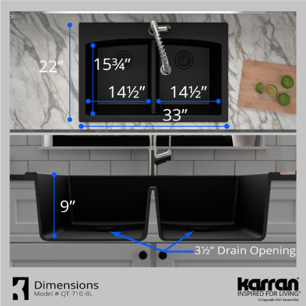 Quartz Composite Black Kitchen Sink Matte 9