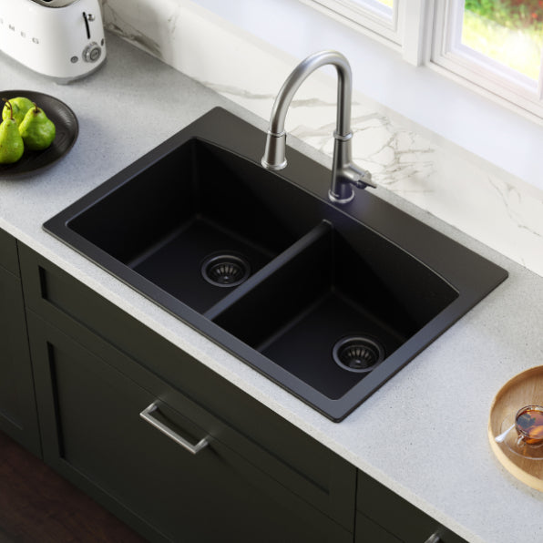 Quartz Composite Black Kitchen Sink Matte 4
